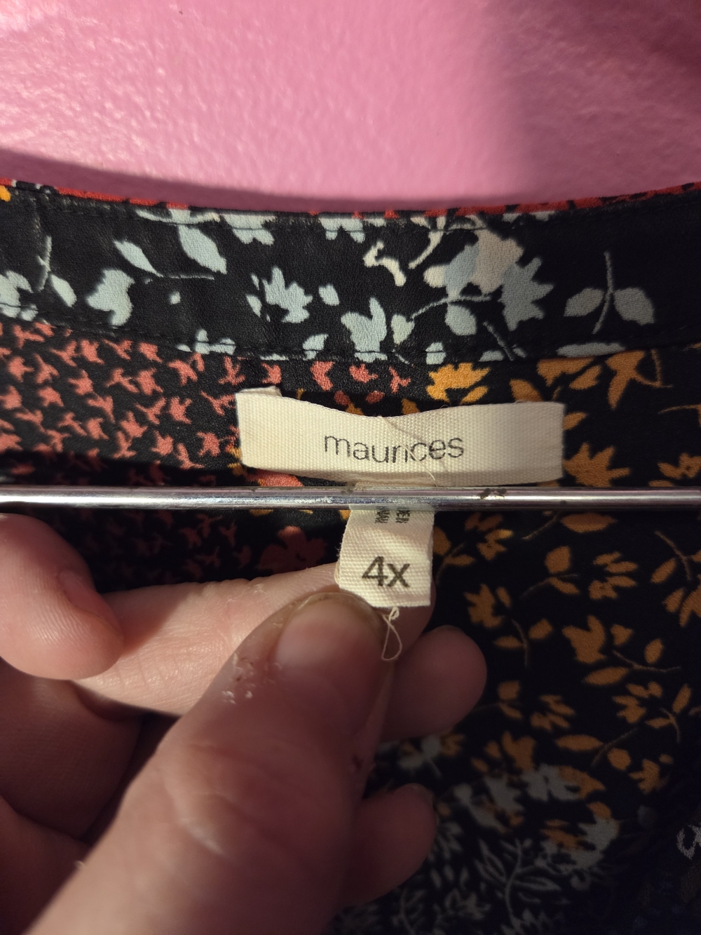Maurices Multi Floral Patchwork V-Neck Blouse with Zip Detail - Picture 4 of 5